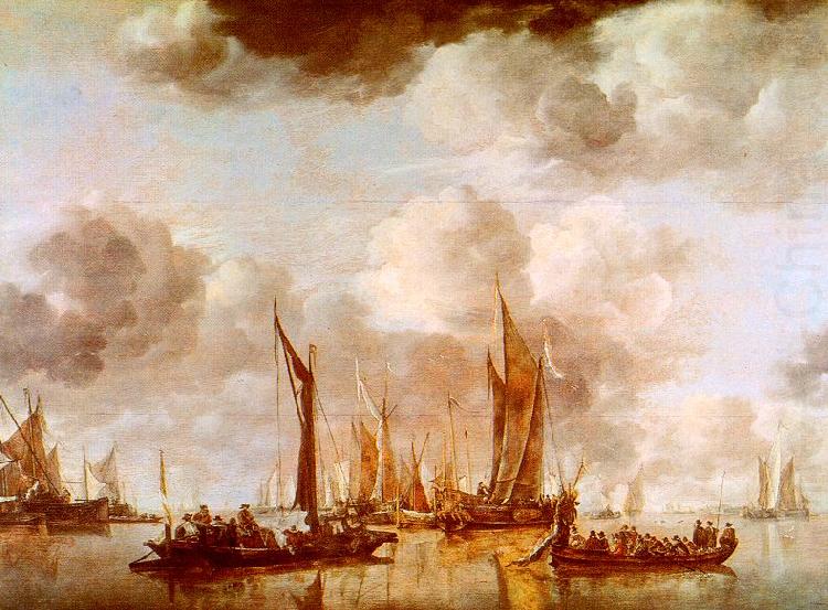 Jan van de Cappelle A Dutch Yacht and Many Small Vessels at Anchor china oil painting image